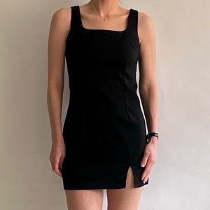 90's Vintage Square Neck Front Slit Mini